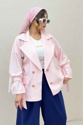 مانتو لینن کنفی آستین بند دار 