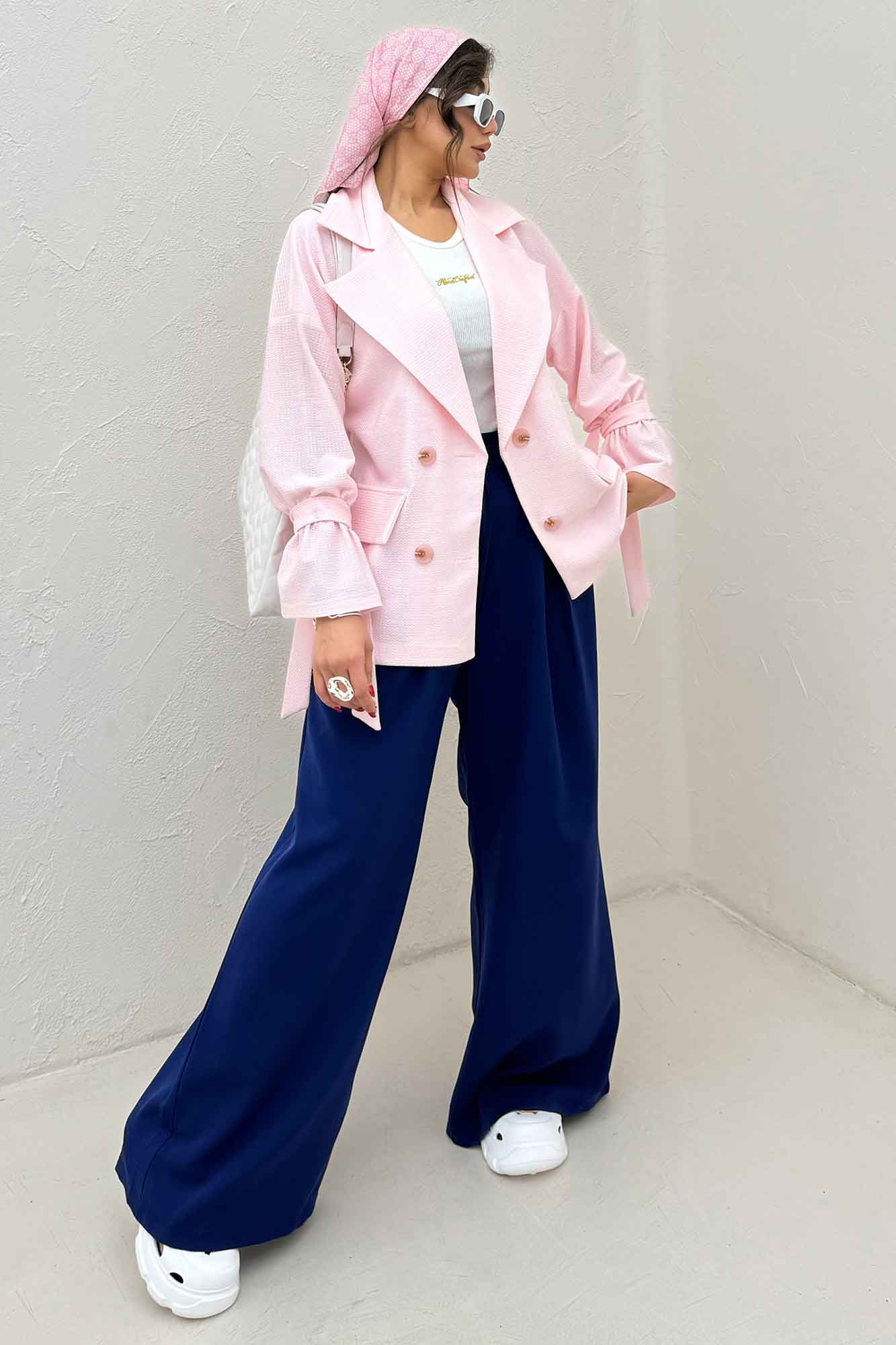 مانتو لینن کنفی آستین بند دار 