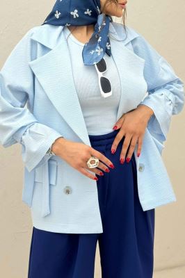 مانتو لینن کنفی آستین بند دار 