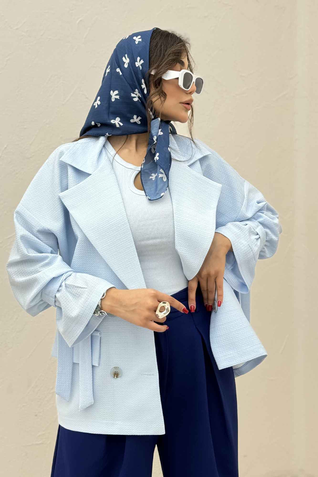 مانتو لینن کنفی آستین بند دار 