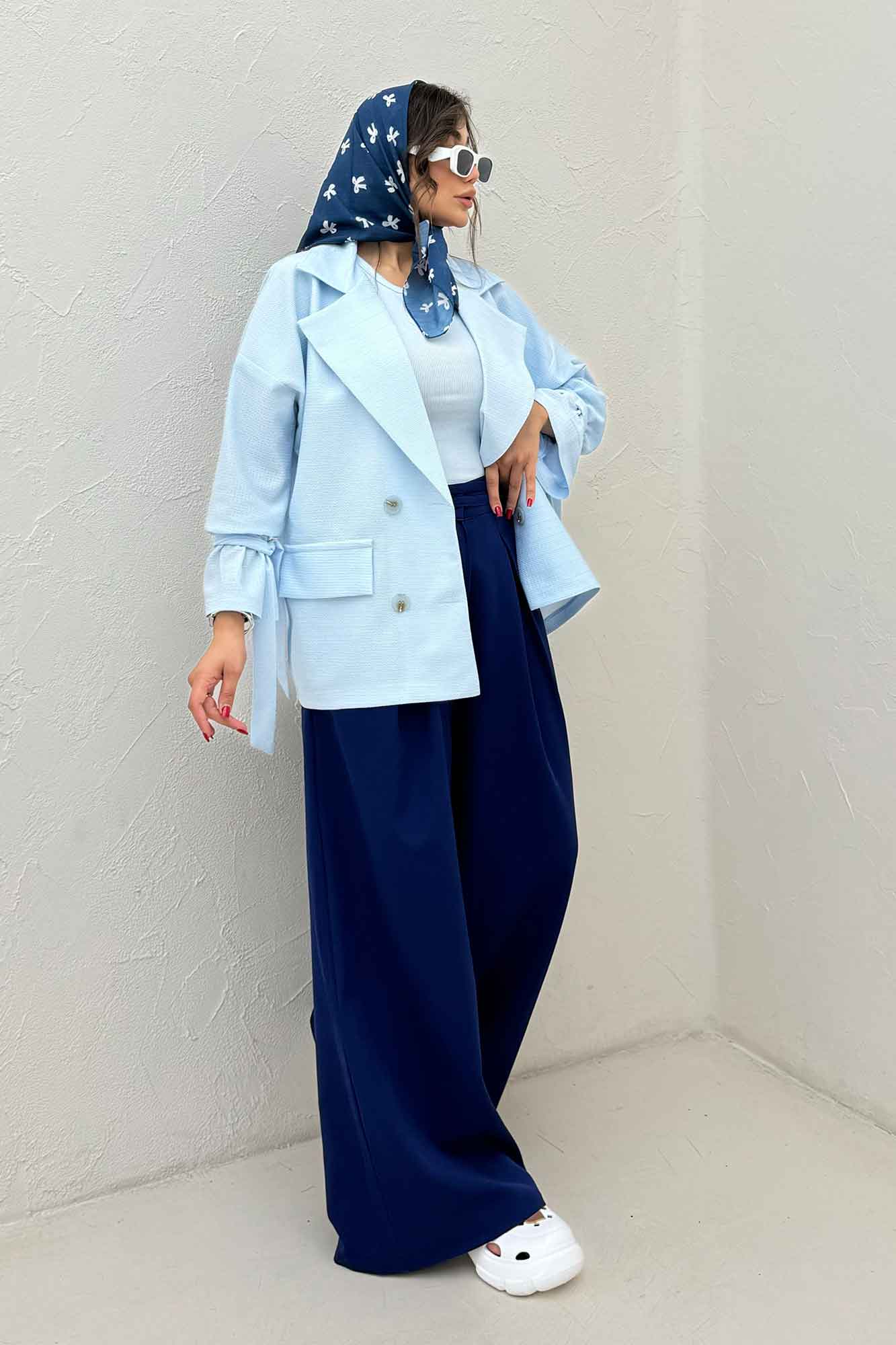 مانتو لینن کنفی آستین بند دار 