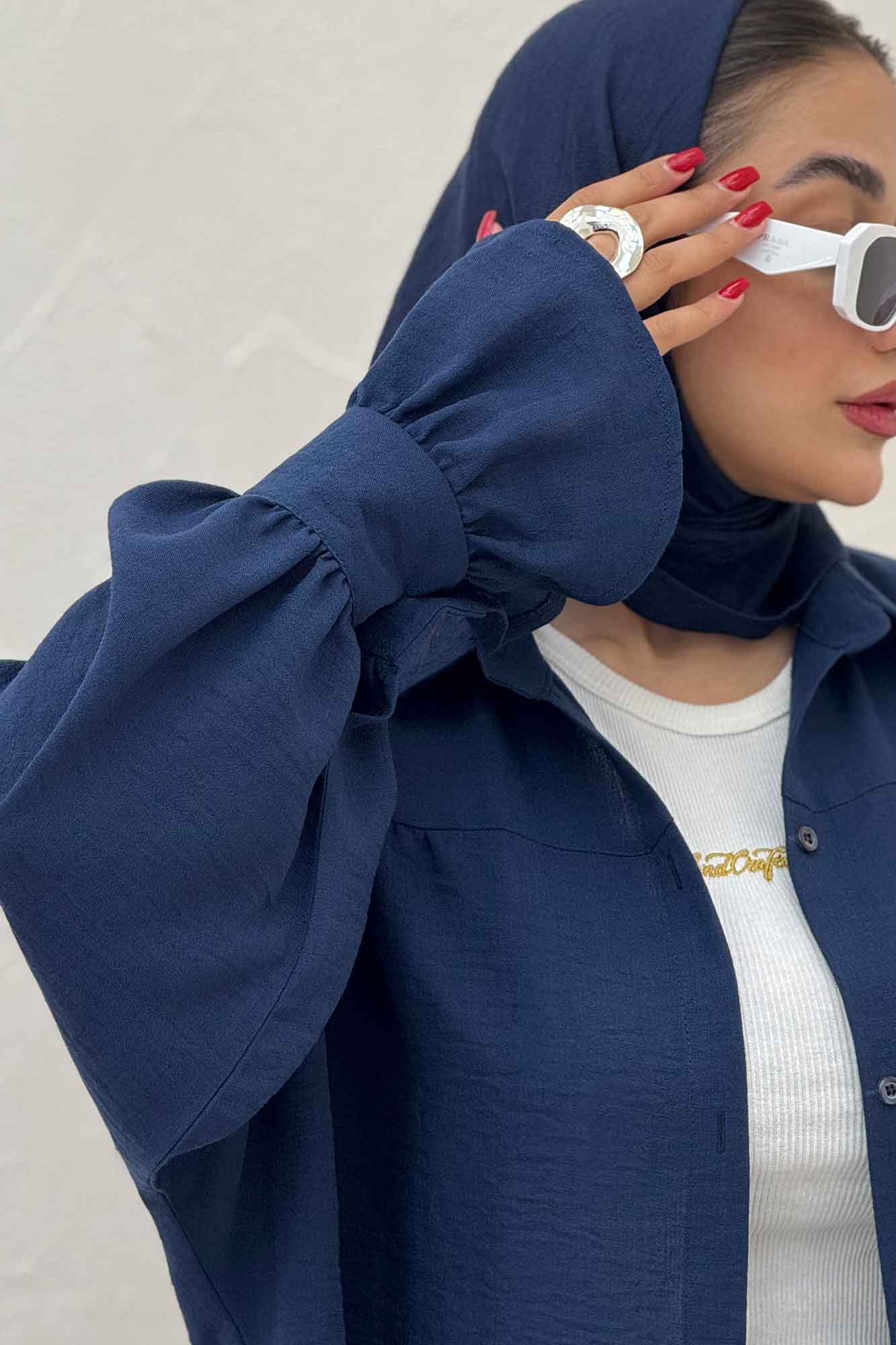 مانتو لینن کتان  مچ چین دار