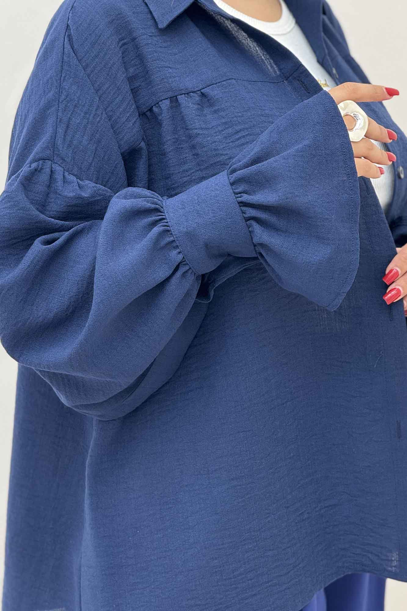 مانتو لینن کتان  مچ چین دار