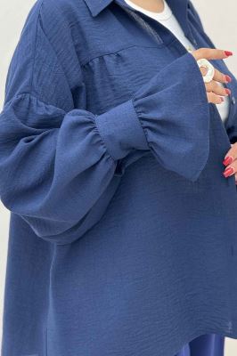 مانتو لینن کتان  مچ چین دار