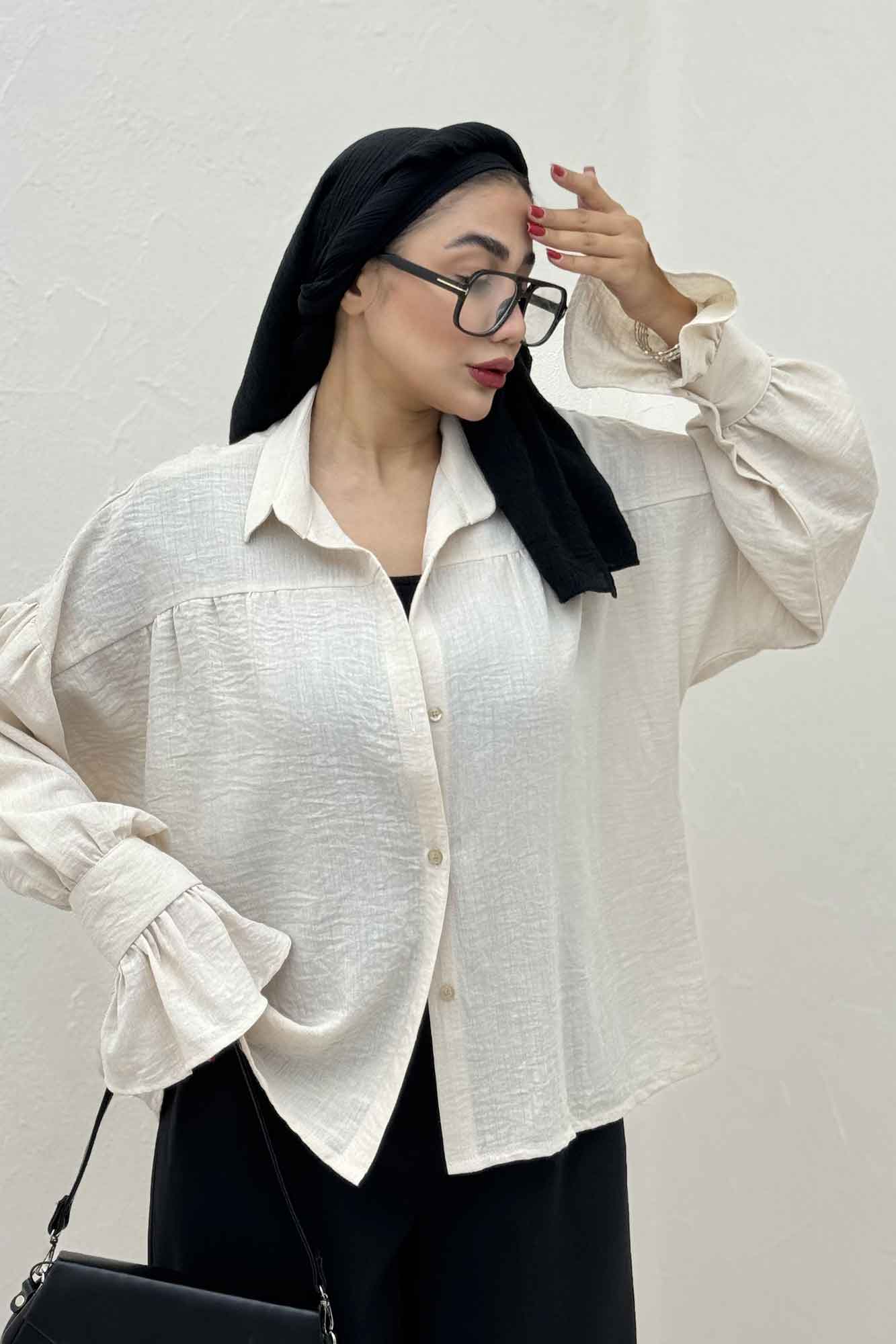 مانتو لینن کتان  مچ چین دار