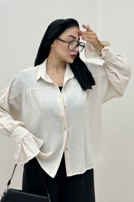 مانتو لینن کتان  مچ چین دار