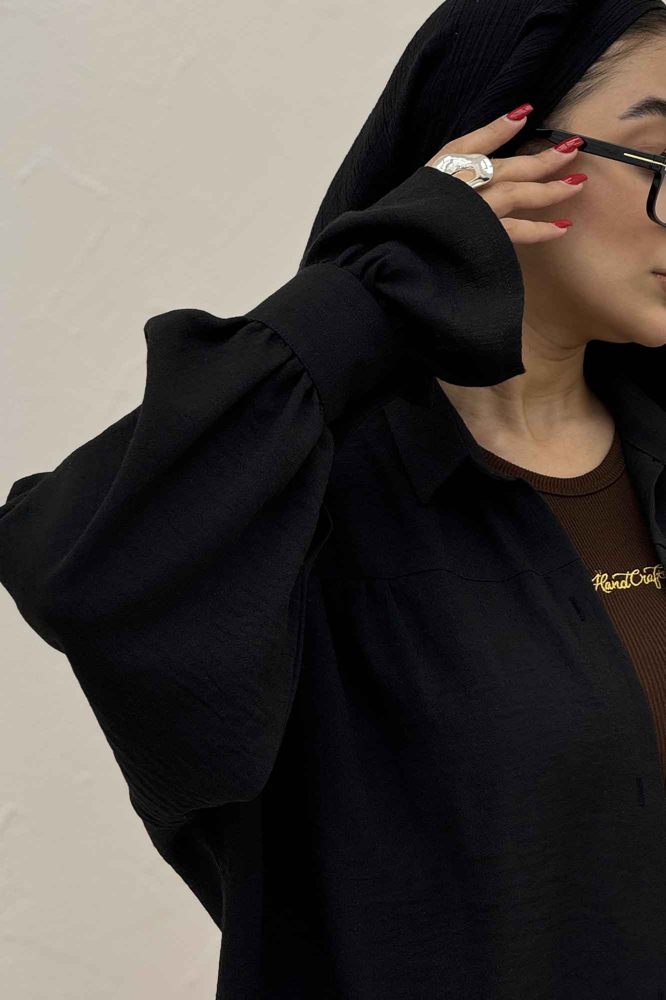 مانتو لینن کتان  مچ چین دار