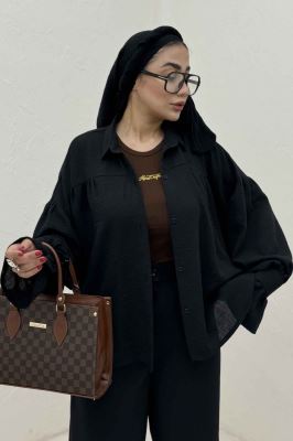 مانتو لینن کتان  مچ چین دار