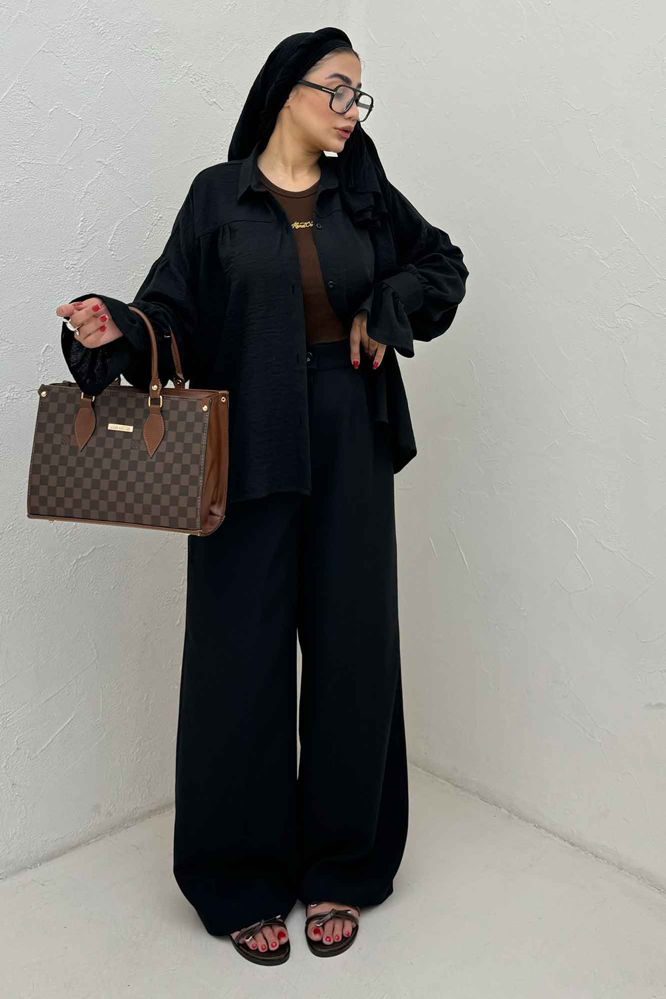 مانتو لینن کتان  مچ چین دار