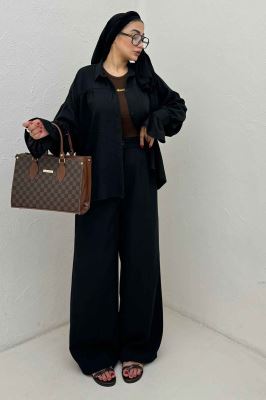 مانتو لینن کتان  مچ چین دار