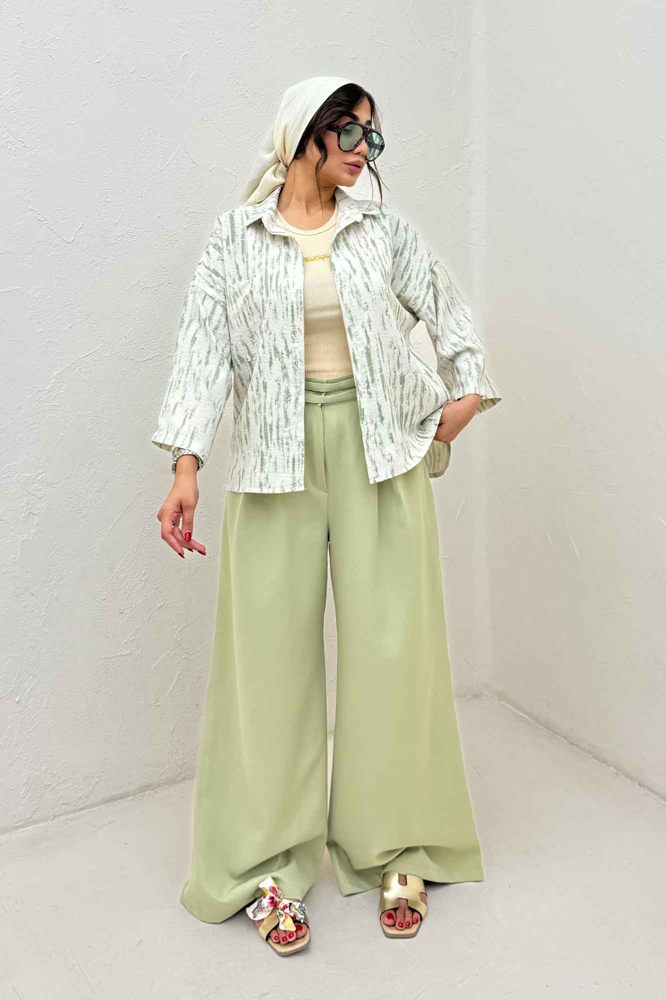 شومیز پرینتی بغل چاک آستین پاگن کد 5