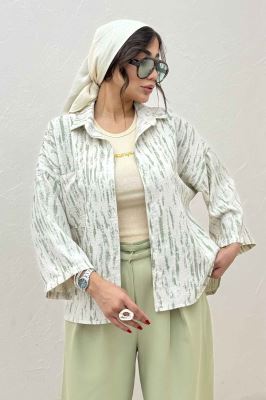 شومیز پرینتی بغل چاک آستین پاگن کد 5