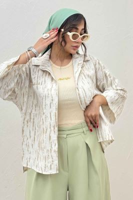 شومیز پرینتی بغل چاک آستین پاگن کد 5