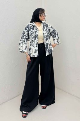 شومیز پرینتی بغل چاک آستین پاگن کد 3