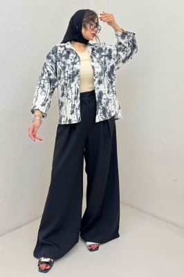 شومیز پرینتی بغل چاک آستین پاگن کد 3