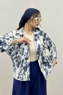 شومیز پرینتی بغل چاک آستین پاگن کد 3