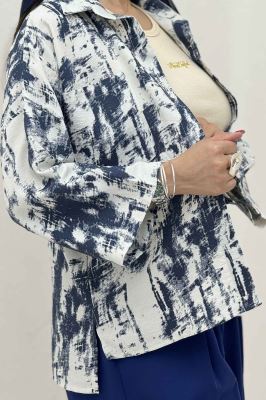 شومیز پرینتی بغل چاک آستین پاگن کد 3