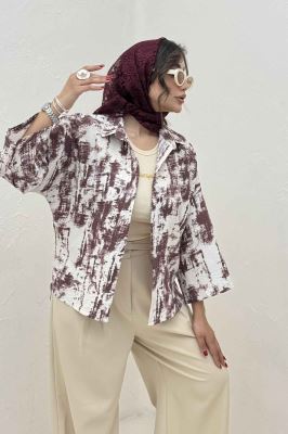 شومیز پرینتی بغل چاک آستین پاگن کد 3