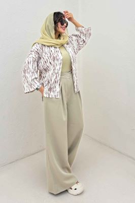 شومیز پرینتی بغل چاک آستین پاگن کد 5