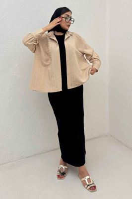 شومیز راه راه استرایپ پشت چین دار