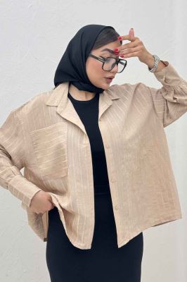 شومیز راه راه استرایپ پشت چین دار