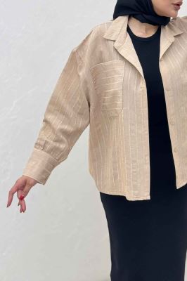 شومیز راه راه استرایپ پشت چین دار