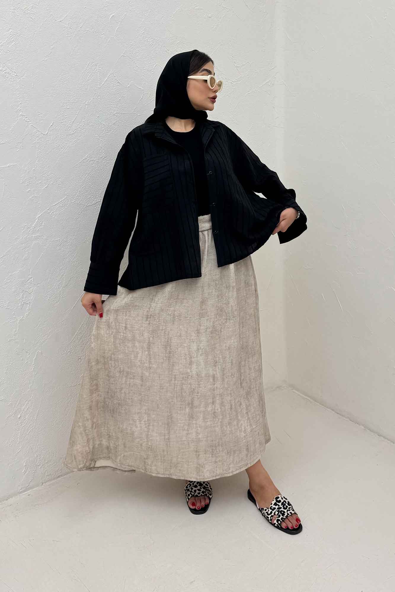 شومیز راه راه استرایپ پشت چین دار