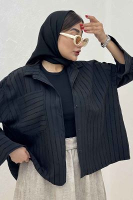 شومیز راه راه استرایپ پشت چین دار