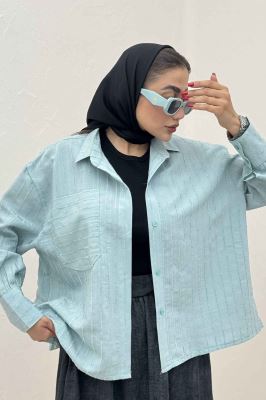 شومیز راه راه استرایپ پشت چین دار