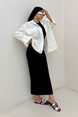 شومیز راه راه استرایپ پشت چین دار