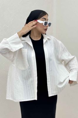 شومیز راه راه استرایپ پشت چین دار