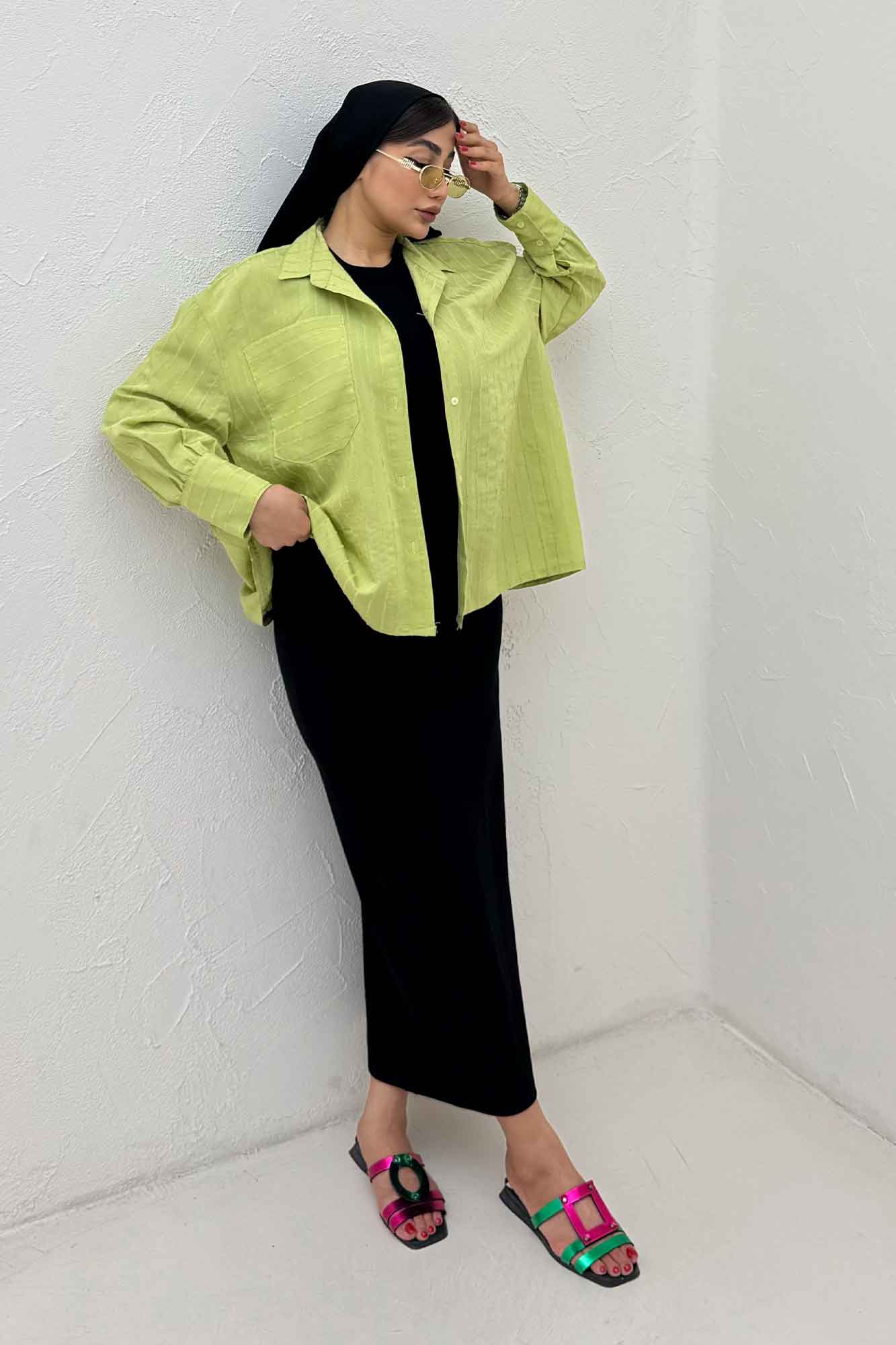 شومیز راه راه استرایپ پشت چین دار