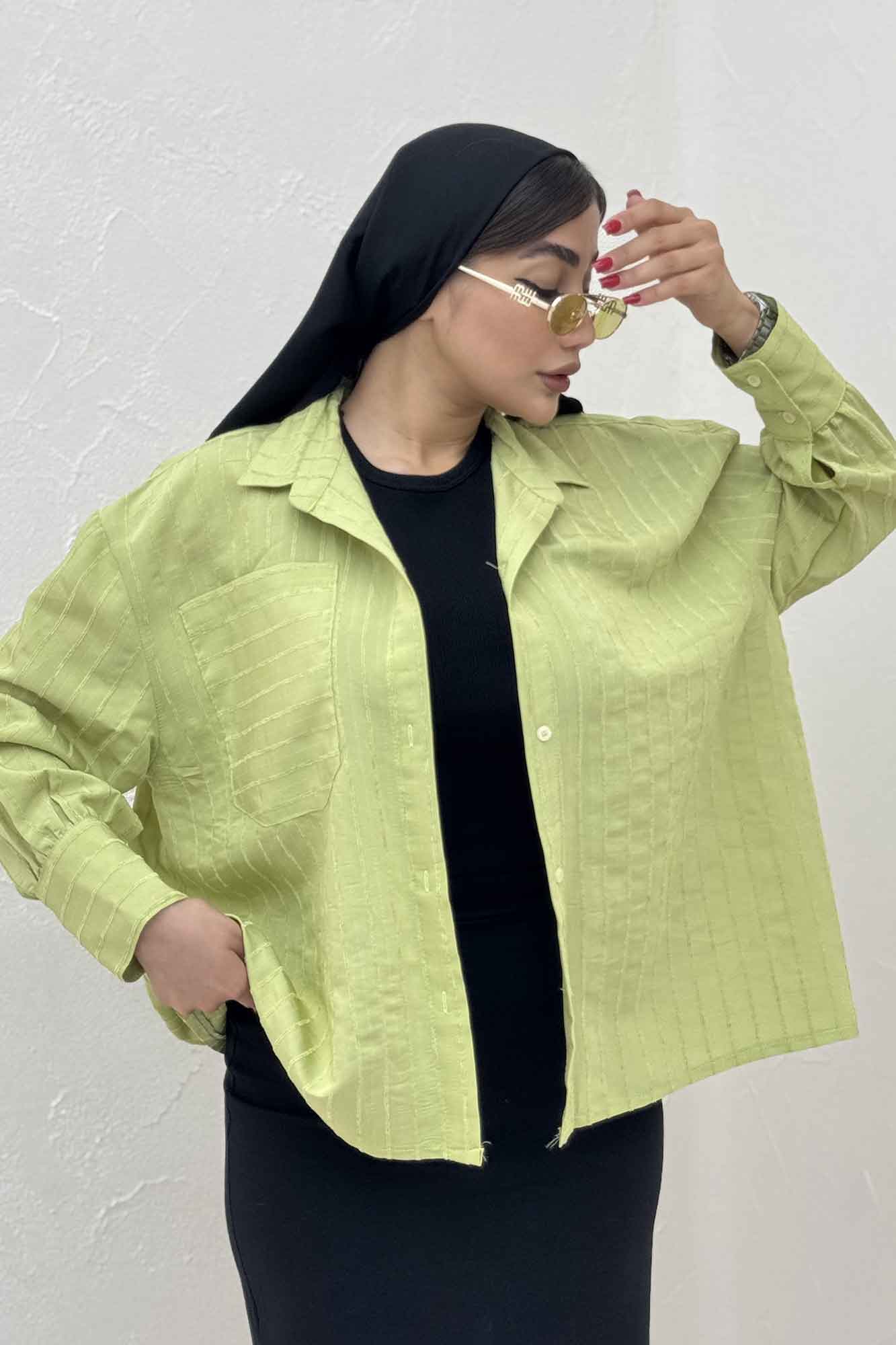 شومیز راه راه استرایپ پشت چین دار