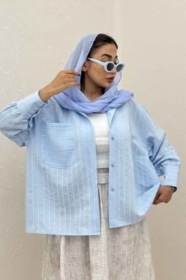 شومیز راه راه استرایپ پشت چین دار