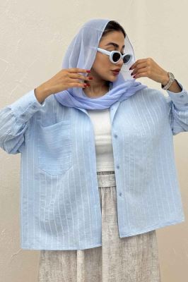 شومیز راه راه استرایپ پشت چین دار