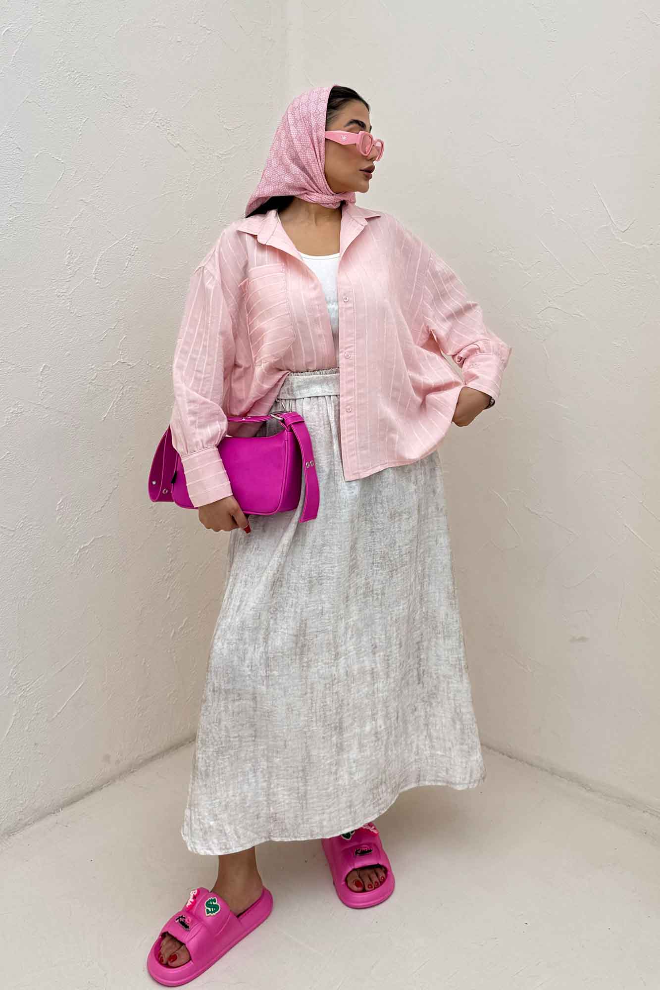 شومیز راه راه استرایپ پشت چین دار