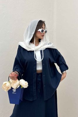 مانتو آستین پاگن شانتون یقه آبشاری