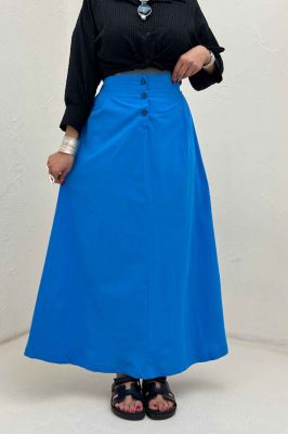 دامن لینن بلند جلو پیله سه دکمه