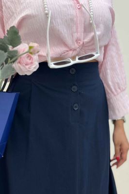 دامن لینن بلند جلو پیله سه دکمه