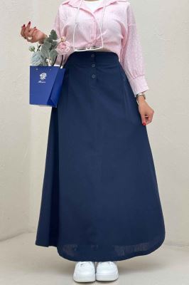 دامن لینن بلند جلو پیله سه دکمه