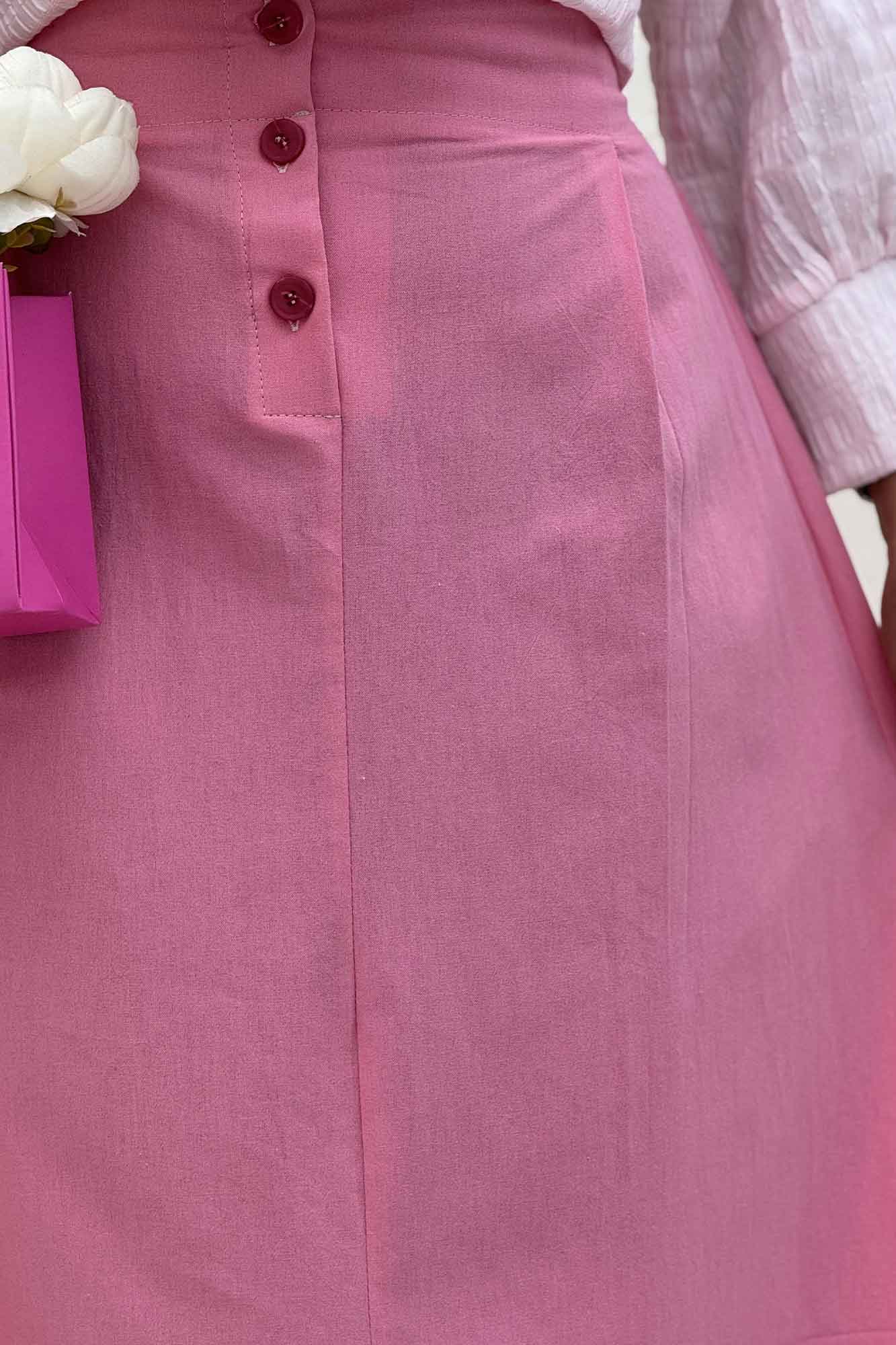 دامن لینن بلند جلو پیله سه دکمه