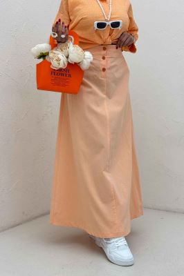 دامن لینن بلند جلو پیله سه دکمه