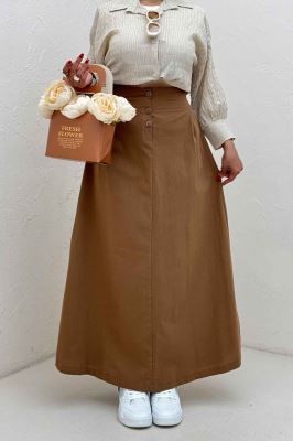 دامن لینن بلند جلو پیله سه دکمه