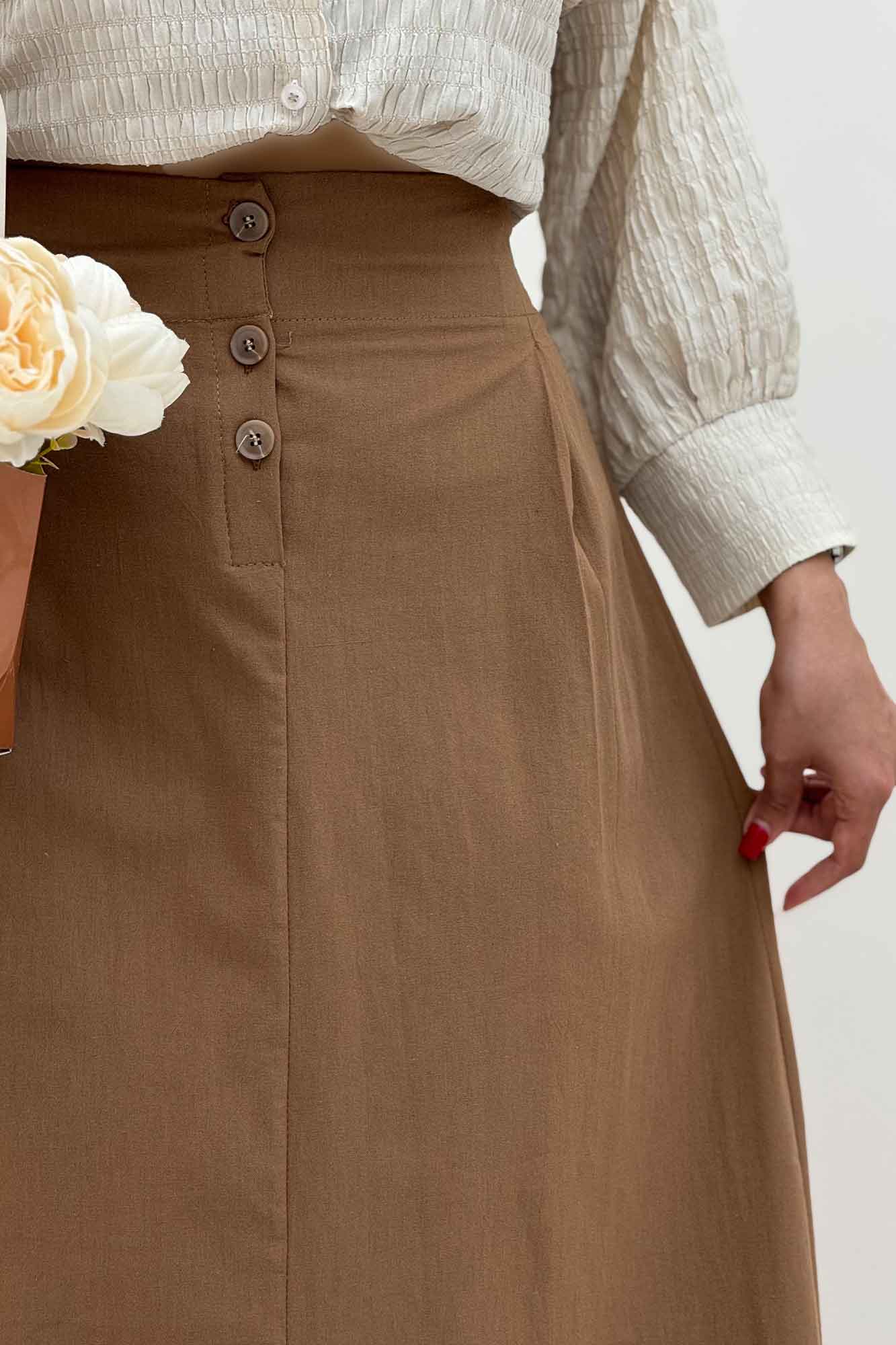 دامن لینن بلند جلو پیله سه دکمه