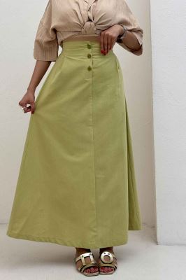 دامن لینن بلند جلو پیله سه دکمه