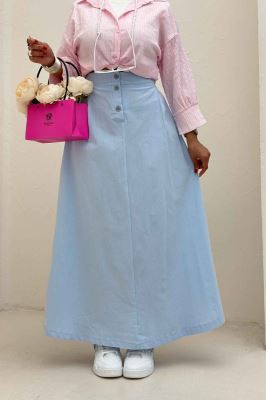 دامن لینن بلند جلو پیله سه دکمه