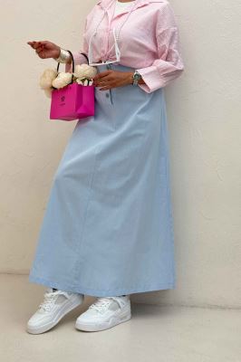 دامن لینن بلند جلو پیله سه دکمه