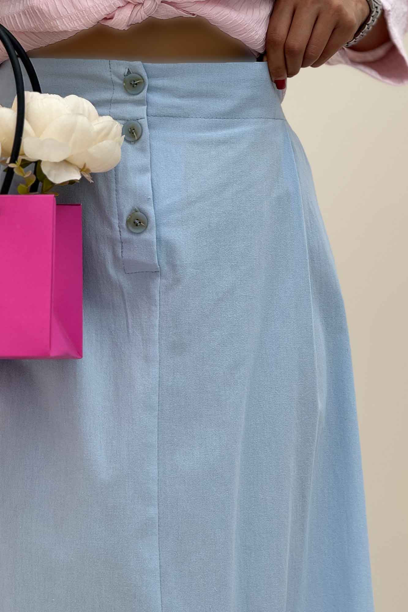 دامن لینن بلند جلو پیله سه دکمه