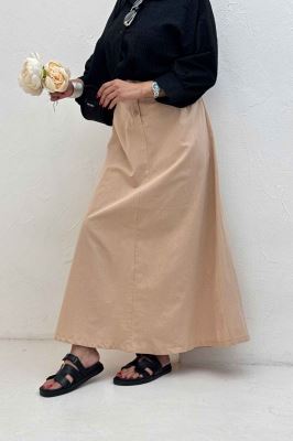 دامن لینن بلند جلو پیله سه دکمه