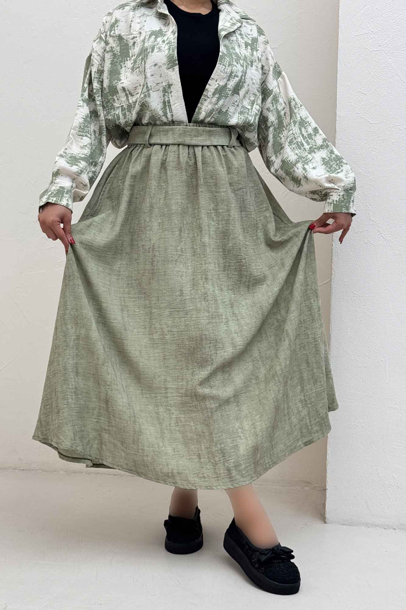 دامن کمربنددار جردن پرینت